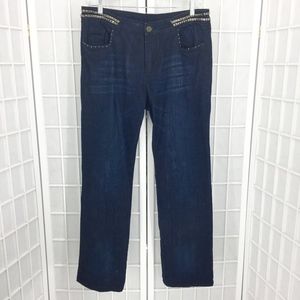 Simon Chang Women's Embellished Blue Denim Jeans